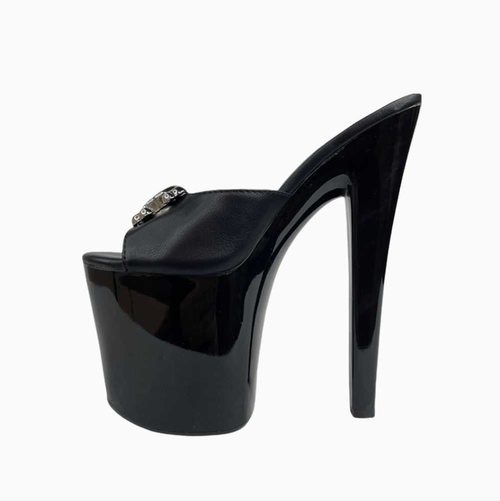 YRU XTRA Black Platform High Heel Slide Skull Size 9 - Picture 4 of 6